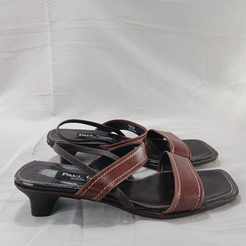 Vintage Paul Green Munchen Sandals Women Size 6 Brown Leather Classic Old Money - Picture 3 of 16